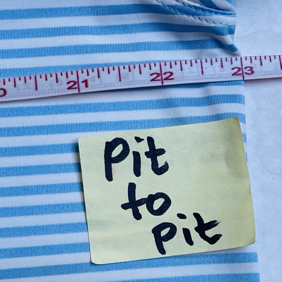 Coolibar Polo Shirt Mens Large Long Sleeve UPF 50 Golf Stripe Erodym Active Blue - Picture 8 of 11